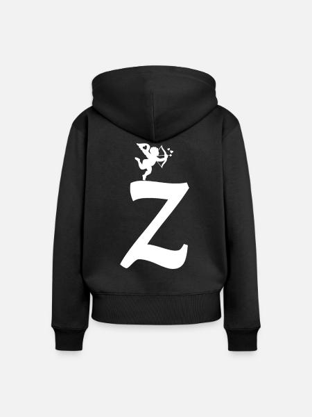 Z - Frauen Premium Bio Zip Hoodie - Schwarz