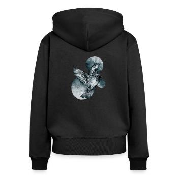 Dark Bird - Sweat à capuche zippé Premium bio Femme - noir - Dos - Julia (174cm)