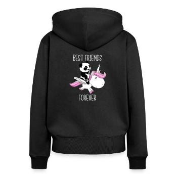 Best friends forever - Sweat à capuche zippé Premium bio Femme - noir - Dos - Julia (174cm)