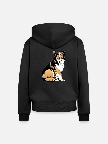 Collie - Frauen Premium Bio Zip Hoodie - Schwarz