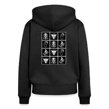 damier Camargue femme - Sweat à capuche zippé Premium bio Femme - noir - Dos - Julia (174cm)