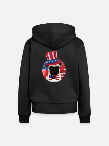 4. Juli Hund - Frauen Premium Bio Zip Hoodie - Schwarz