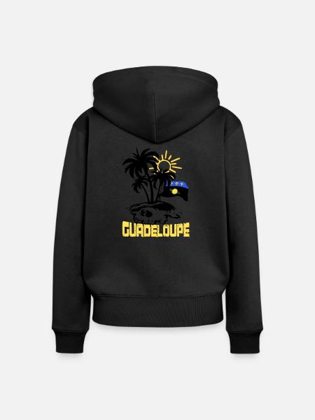 Guadeloupe - Frauen Premium Bio Zip Hoodie - Schwarz