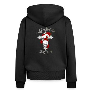 Gothic Girl - Frauen Premium Bio Zip Hoodie - Schwarz - Hinten - Julia (174cm)