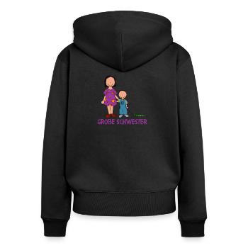 Große Schwester - Frauen Premium Bio Zip Hoodie - Schwarz - Hinten - Julia (174cm)