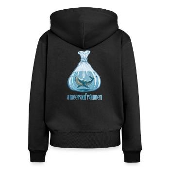 #meeraufräumen - keep the ocean clean - sea shanty - Sweat à capuche zippé Premium bio Femme - noir - Dos - Julia (174cm)