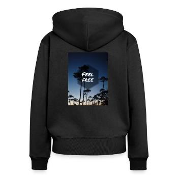 Feel free - Women's Premium Organic Zip Hoodie - black - Back - Julia (174cm)