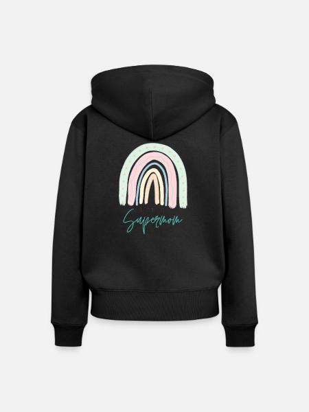 I Am A Supermom - Frauen Premium Bio Zip Hoodie - Schwarz
