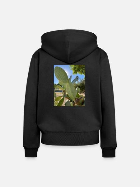 Kaktus - Frauen Premium Bio Zip Hoodie - Schwarz