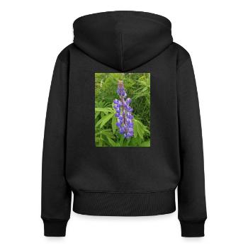 wilde mehrjährige Lupine auch Sonnenuhrlupine - Frauen Premium Bio Zip Hoodie - Schwarz - Hinten - Julia (174cm)