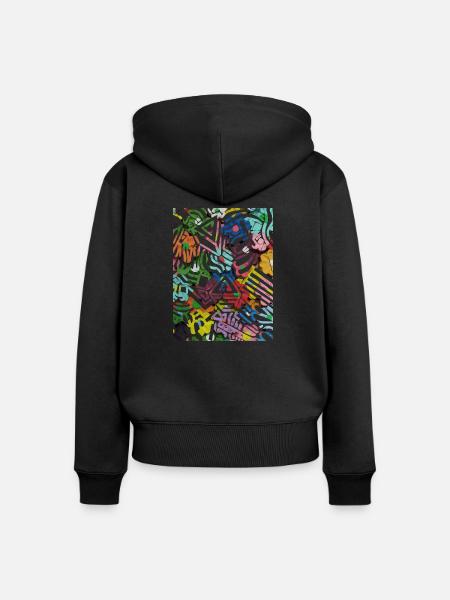 Geometrischer Druck - Frauen Premium Bio Zip Hoodie - Schwarz