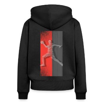 Handball Handballer - Frauen Premium Bio Zip Hoodie - Schwarz - Hinten - Julia (174cm)