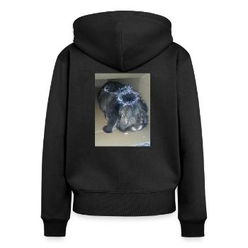 Kaninchen - Frauen Premium Bio Zip Hoodie - Schwarz - Hinten - Julia (174cm)