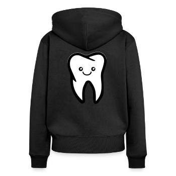 sourire des dents - Sweat à capuche zippé Premium bio Femme - noir - Dos - Julia (174cm)
