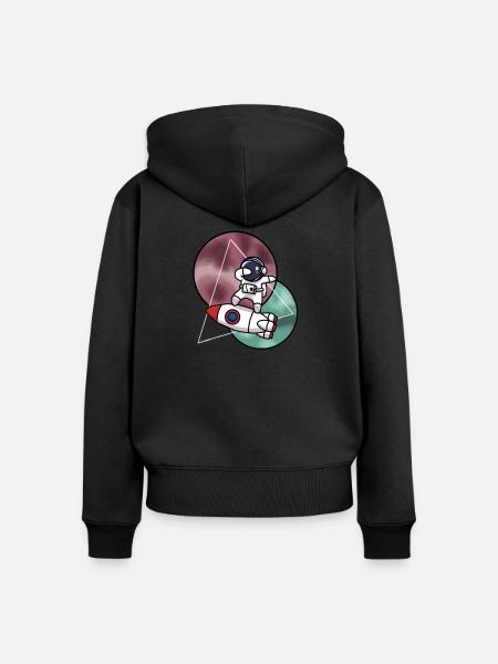 Astronaut - Frauen Premium Bio Zip Hoodie - Schwarz
