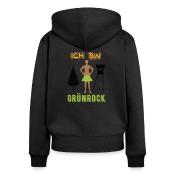 Ich bin Grünrock - Jägerin - Frauen Premium Bio Zip Hoodie - Schwarz - Hinten - Julia (174cm)