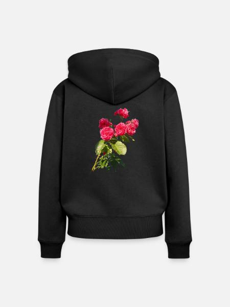 Roter Rosenstrauch - Frauen Premium Bio Zip Hoodie - Schwarz