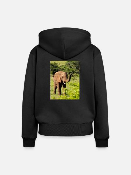 Elephant - Frauen Premium Bio Zip Hoodie - Schwarz