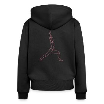 3 Sanchalanasana Yoga | 3ème flamme rose - Sweat à capuche zippé Premium bio Femme - noir - Dos - Julia (174cm)