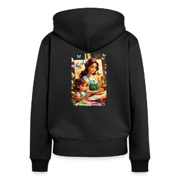 personalized design mother's gift - Women's Premium Organic Zip Hoodie - black - Back - Julia (174cm)