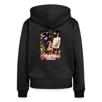 personalized design mother's gift - Women's Premium Organic Zip Hoodie - black - Back - Julia (174cm)