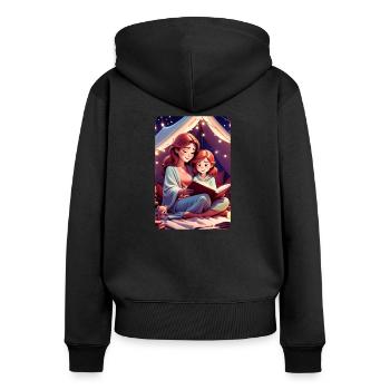 personalisiertes Design-Muttergeschenk - Frauen Premium Bio Zip Hoodie - Schwarz - Hinten - Julia (174cm)