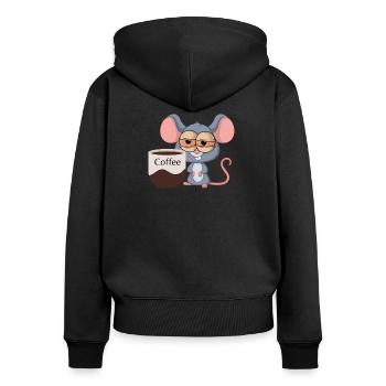 Kaffeemäuschen - Frauen Premium Bio Zip Hoodie - Schwarz - Hinten - Julia (174cm)