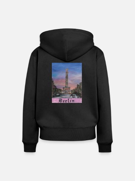 Siegessäule - Frauen Premium Bio Zip Hoodie - Schwarz