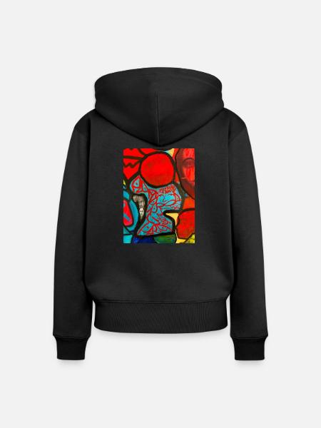 Kunstvolles Design - Frauen Premium Bio Zip Hoodie - Schwarz