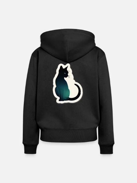 Katze Silhouette - Frauen Premium Bio Zip Hoodie - Schwarz