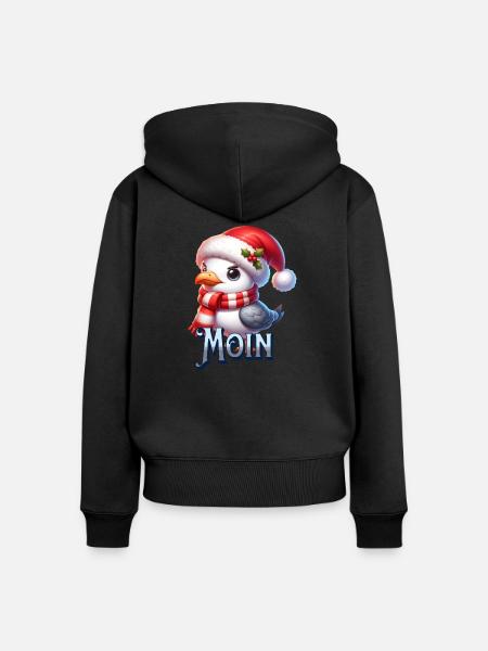 Moin Möwe Weihnachten - Frauen Premium Bio Zip Hoodie - Schwarz
