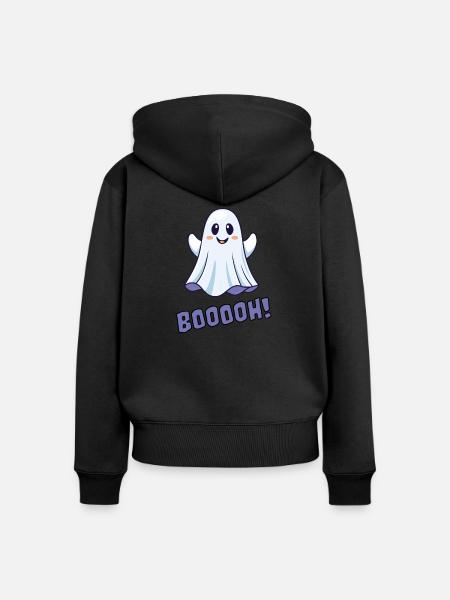 Cute Ghost - Frauen Premium Bio Zip Hoodie - Schwarz