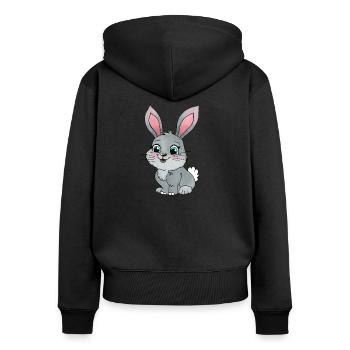 Petit Lapin - Sweat à capuche zippé Premium bio Femme - noir - Dos - Julia (174cm)