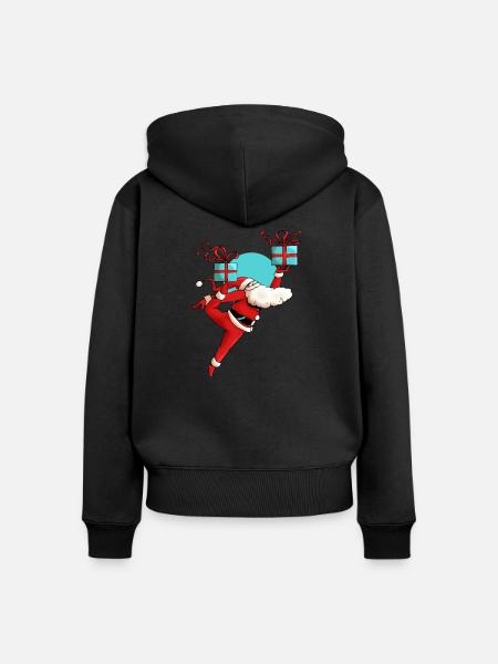 Tanzender Weihnachtsmann - Frauen Premium Bio Zip Hoodie - Schwarz