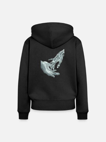 Hände - Frauen Premium Bio Zip Hoodie - Schwarz