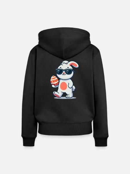 osterhase ostern - Frauen Premium Bio Zip Hoodie - Schwarz