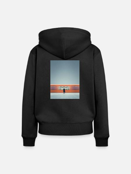 Minimalistischer U-Bahn-Moment - Frauen Premium Bio Zip Hoodie - Schwarz