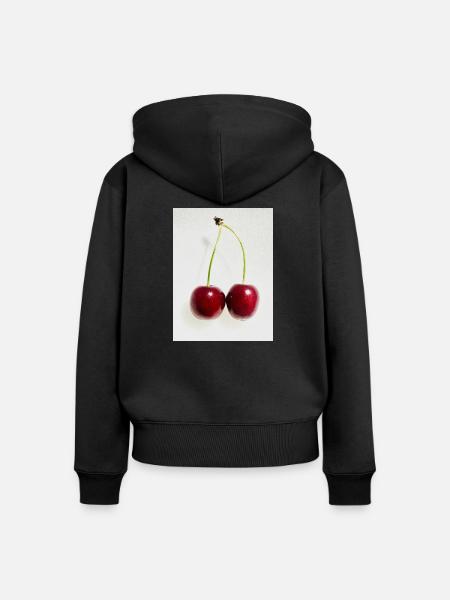 Kirsche - Frauen Premium Bio Zip Hoodie - Schwarz