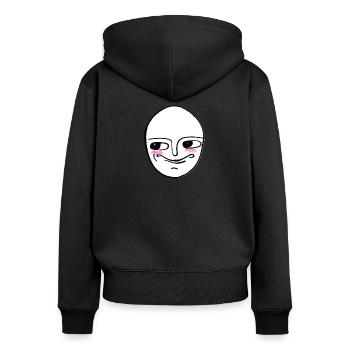 Dummes Gesicht - Frauen Premium Bio Zip Hoodie - Schwarz - Hinten - Julia (174cm)