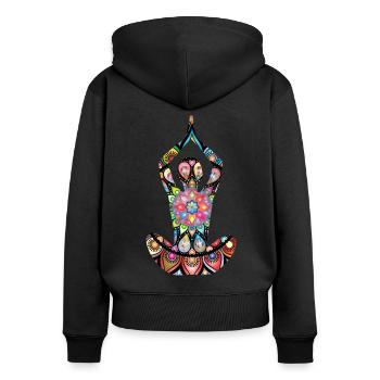 Méditation Yoga Yogi Yogini Mandala Idée Cadeau - Sweat à capuche zippé Premium bio Femme - noir - Dos - Julia (174cm)