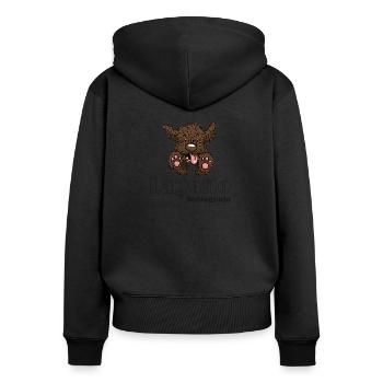 jump1 2 - Frauen Premium Bio Zip Hoodie - Schwarz - Hinten - Julia (174cm)