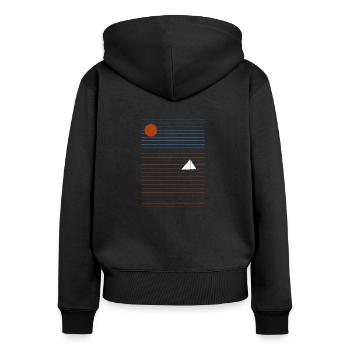 Minimalismus Abendrot am Meer mit Segelschiff - Frauen Premium Bio Zip Hoodie - Schwarz - Hinten - Julia (174cm)