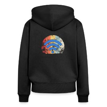 Wlan Vintage Wifi Internet Router Handy Geschenk - Frauen Premium Bio Zip Hoodie - Schwarz - Hinten - Julia (174cm)