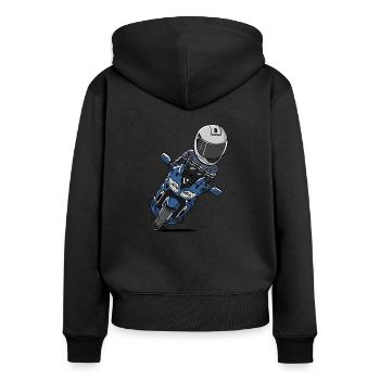 0790 FJR PhantomBlue - Frauen Premium Bio Zip Hoodie - Schwarz - Hinten - Julia (174cm)