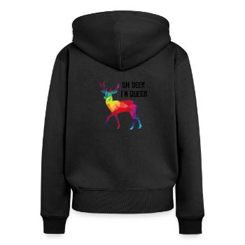 Oh Deer At Queer Gay LGBT Deer Funny Gift - Women's Premium Organic Zip Hoodie - black - Back - Julia (174cm)