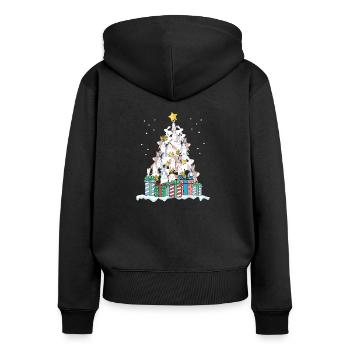 Rabbit Weihnachten Karnisches Geschenk - Frauen Premium Bio Zip Hoodie - Schwarz - Hinten - Julia (174cm)