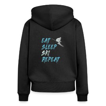 manger sommeil ski répéter cadeau de skis de sports d'hiver - Sweat à capuche zippé Premium bio Femme - noir - Dos - Julia (174cm)