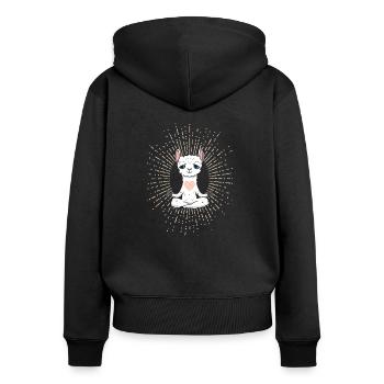 Yoga Lama in Love - Frauen Premium Bio Zip Hoodie - Schwarz - Hinten - Julia (174cm)