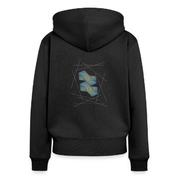 Geometrisch - Frauen Premium Bio Zip Hoodie - Schwarz - Hinten - Julia (174cm)