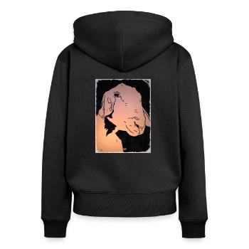 Chèvre 1 - Sweat à capuche zippé Premium bio Femme - noir - Dos - Julia (174cm)